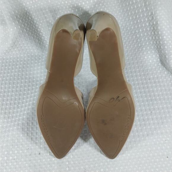 FRANCO SARTO! NUDE BEIGE/TAN PATENT LEATHER CUTAWAY SIDE PUMPS, HEELS! SZ 9M - Picture 9 of 11